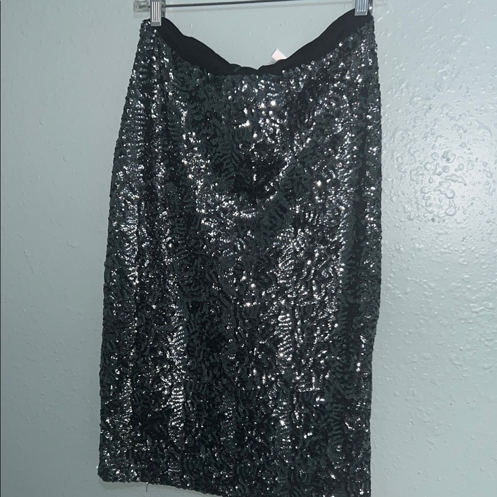 Xhilaration Black Sequin Midi Pencil Skirt